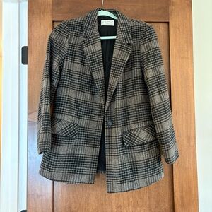 Z Supply Plaid Blazer - Black and Brown